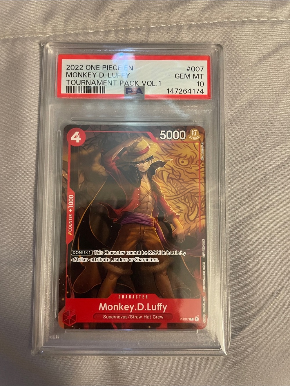 One Piece 2022 Promo Monkey D.Luffy Tournament Pack Vol.1 P-007 PSA 10